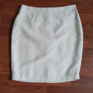 Ann Taylor Petite Tweed Cream Gold Shimmer Pencil Skirt – Size 8P NWOT